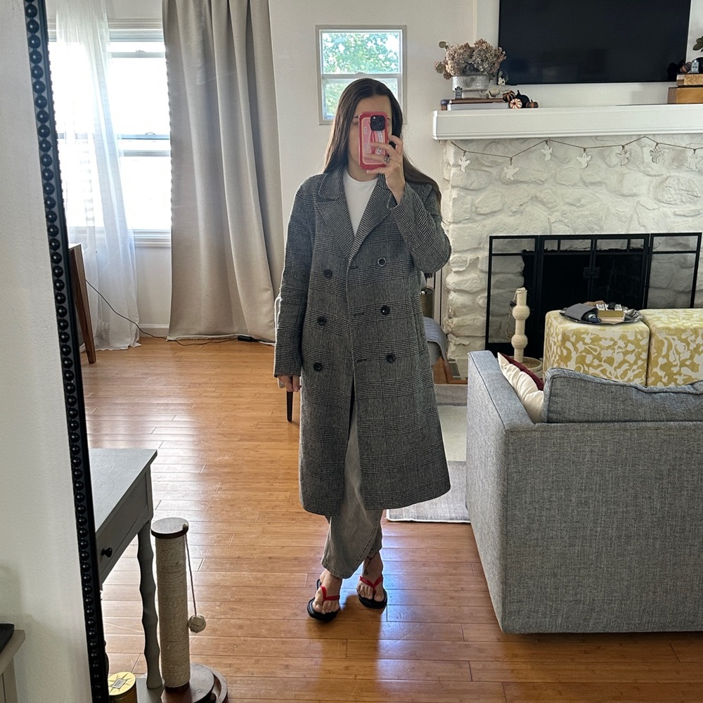 KENNETH COLE NEW YORK Houndstooth Wool Blend Coat Size S